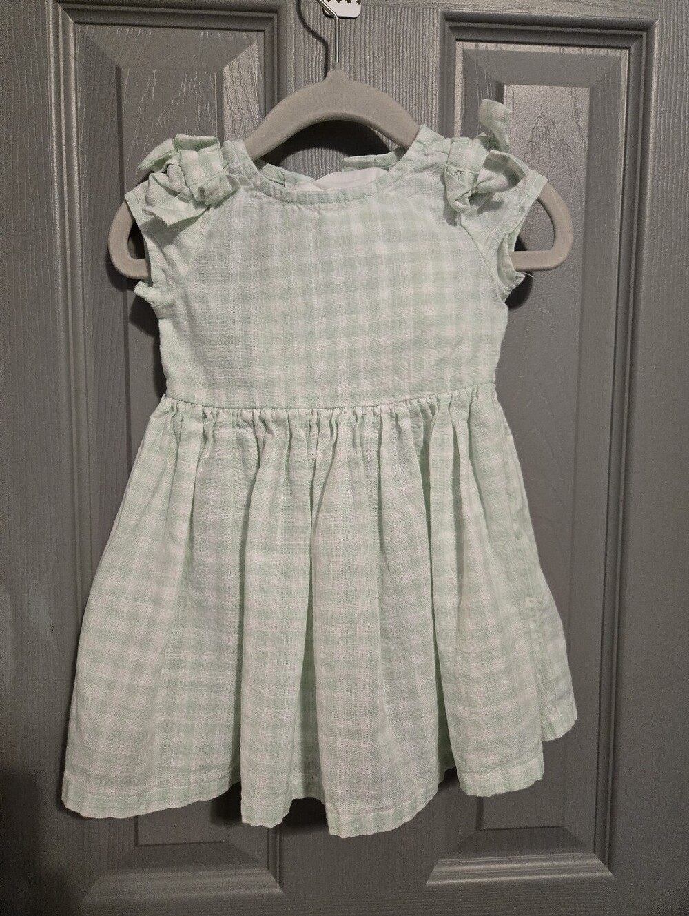 Carter's Mint Gingham Bow Shoulder Dress